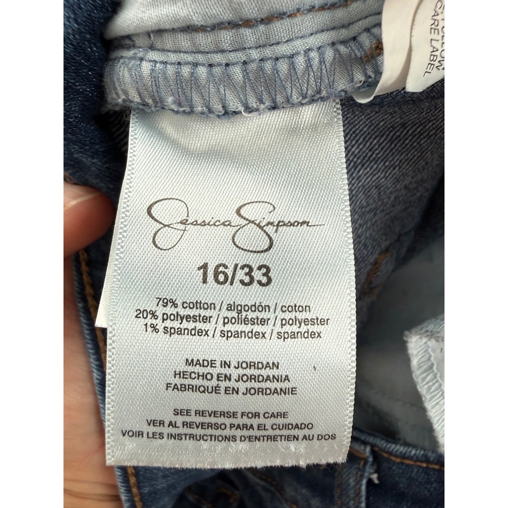 Jessica Simpson Denim Jean Shorts 16 Blue Dark Wash Stretch Minimalist Y2K - Picture 5 of 6